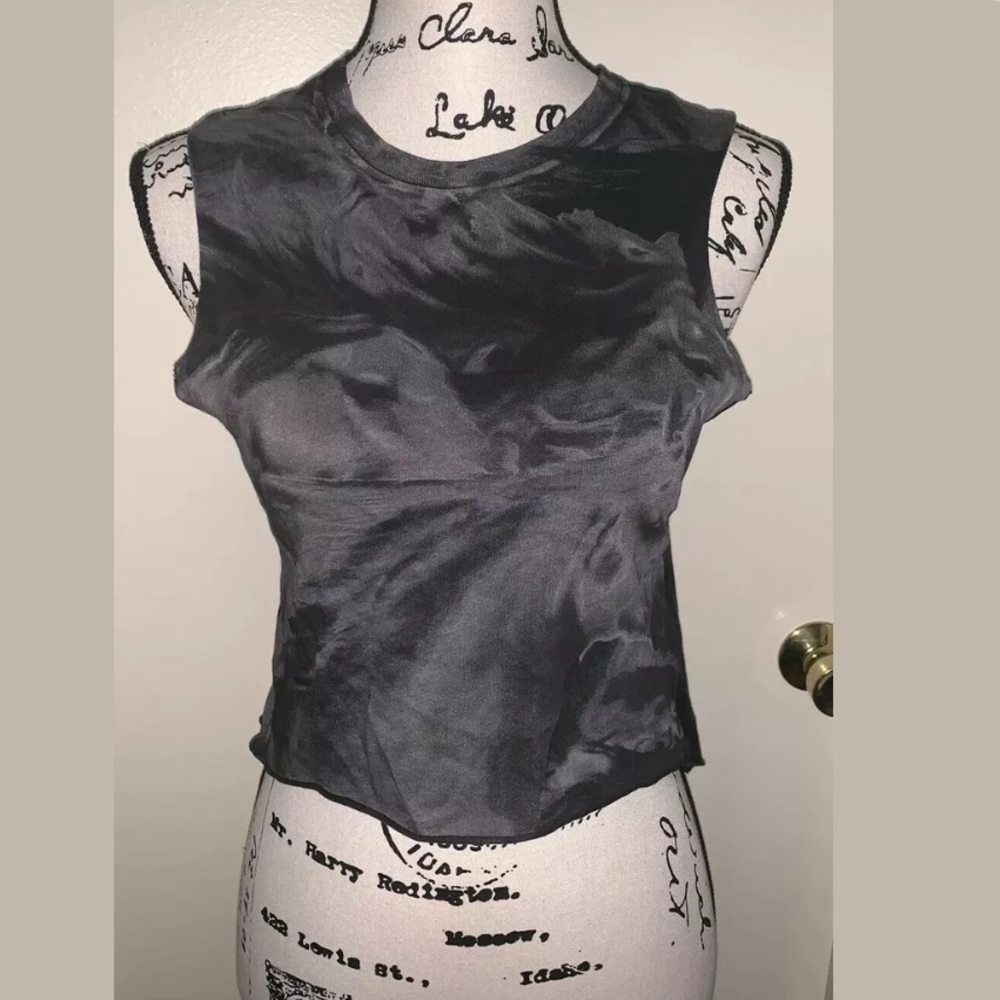 AllSaints Crop Top Black Horse Sleeveless Small